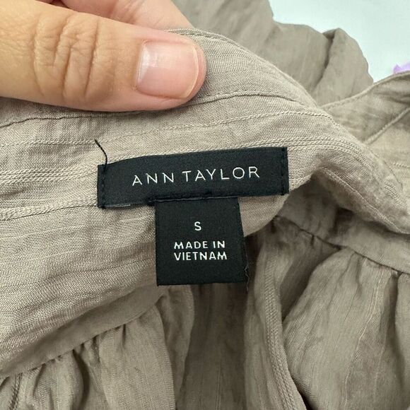 Ann Taylor Brown Button Front Longsleeve Blouse Oversized Relaxed Fit sz Small - Picture 6 of 8